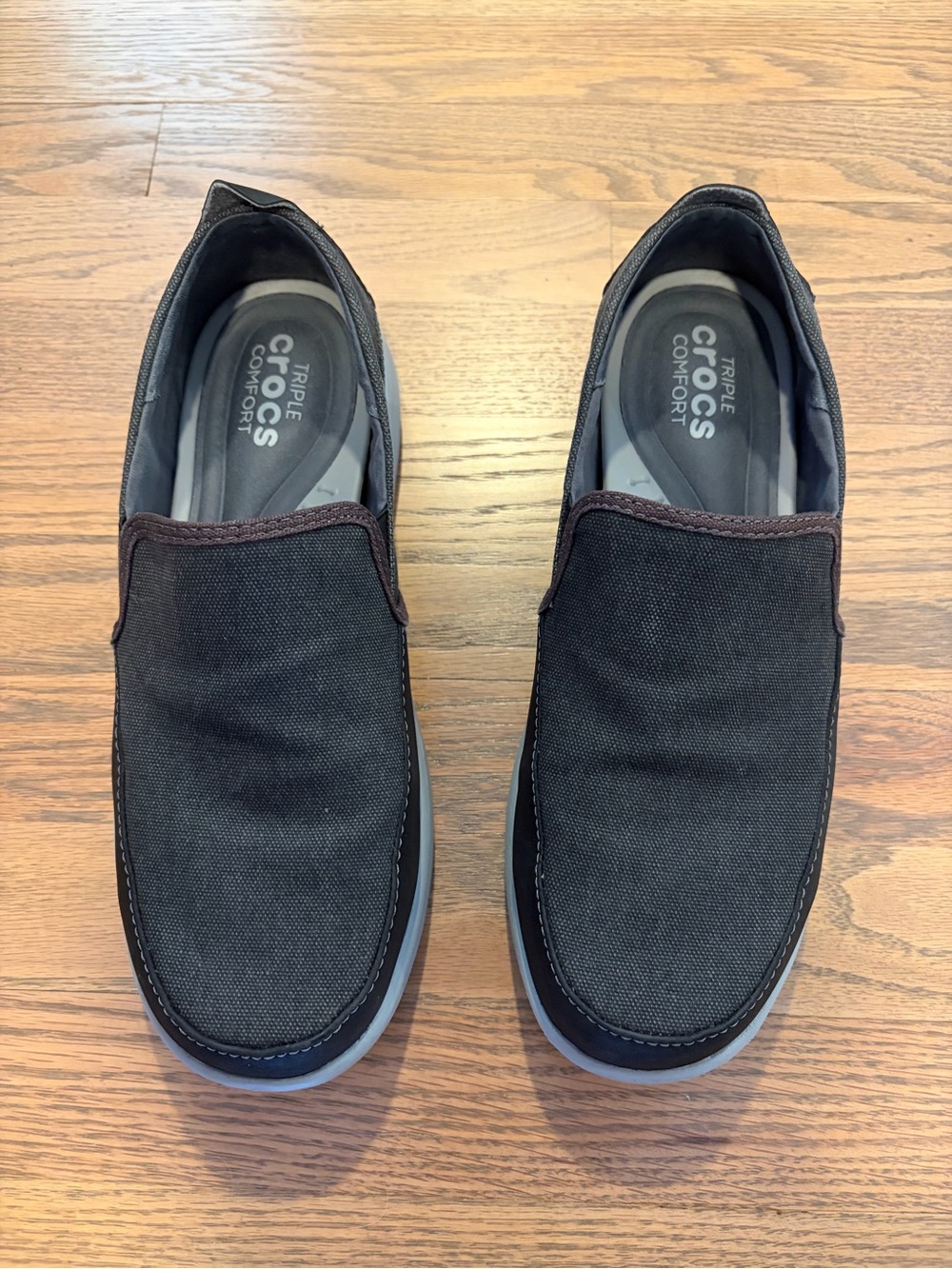 CROCS Men's Black Canvas Slip-On Loafers